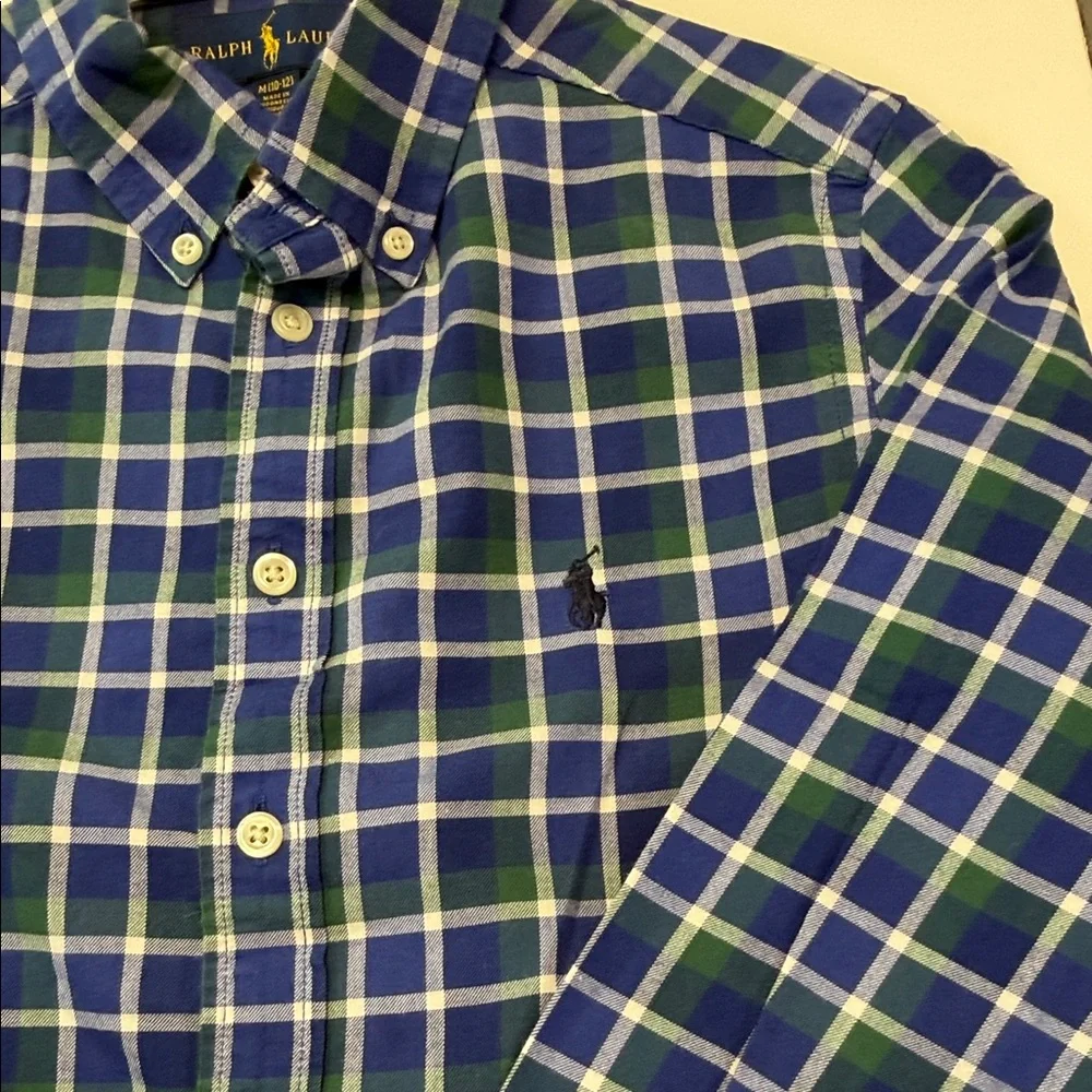Boy's Ralph Lauren Green and Blue Checkered‎ Shirt